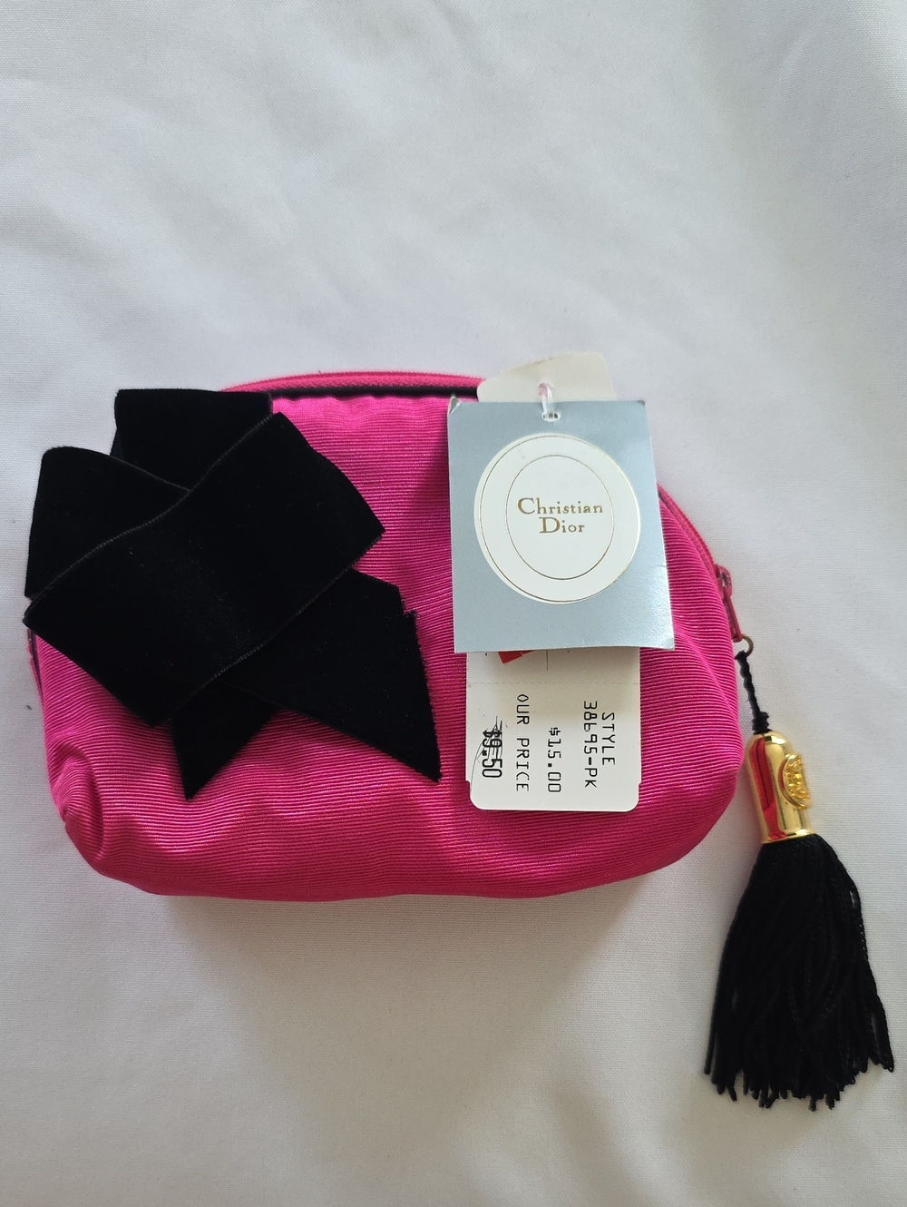Vintage Rare 80s Authentic Christian Dior Hot Pink Bow & Tassel Lined Bag New